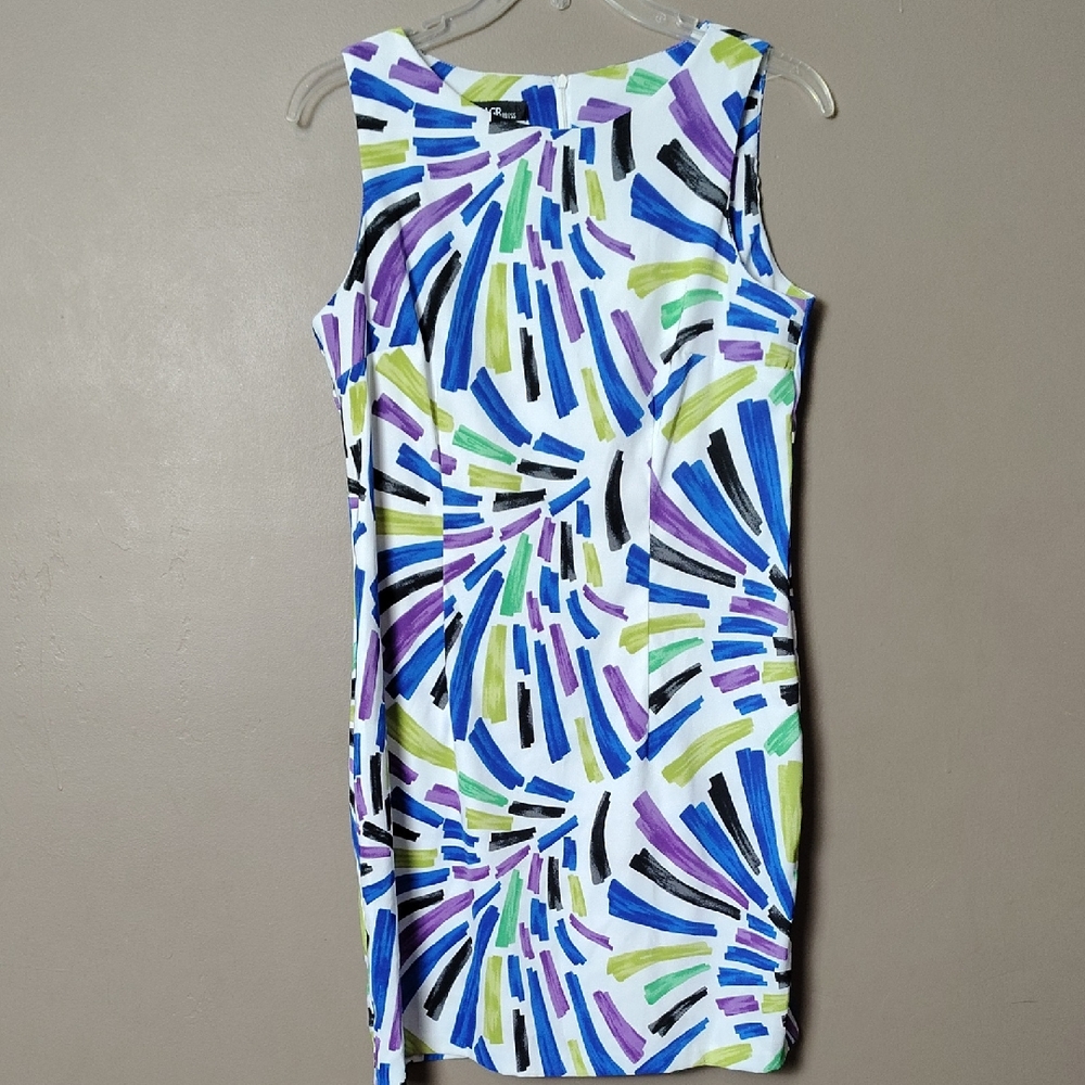 AGB Dress Bright Multi Color Splash Sleeveless Dress Size 14